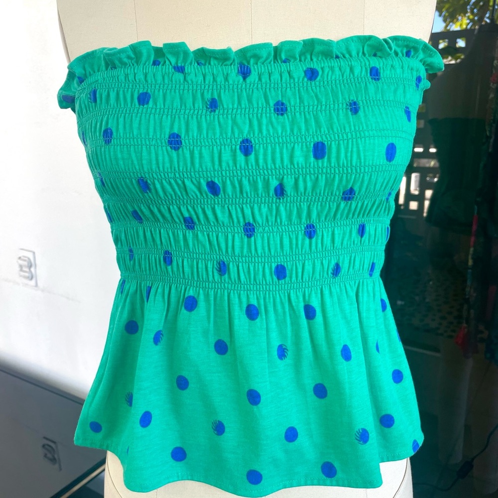 Lilly Pulitzer Jadis Dotted Strapless Smocked Crop Top